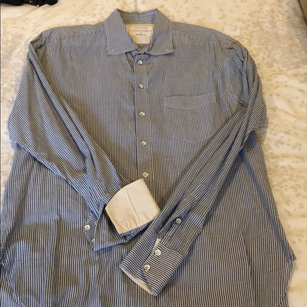 rag & bone Men’s blue stripe sport shirt - size L